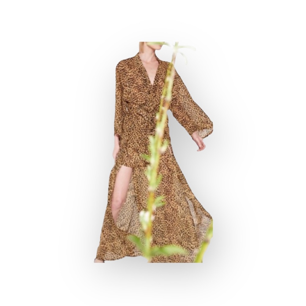 new MLM 𑁍 High Thigh Slit Sheer Flowy Maxi Skirt 𑁍 Leopard Print Chiffon 𑁍 XS - Picture 15 of 16